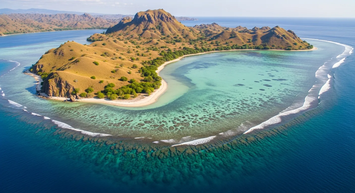 Aerial view of Gili Banta near Komodo